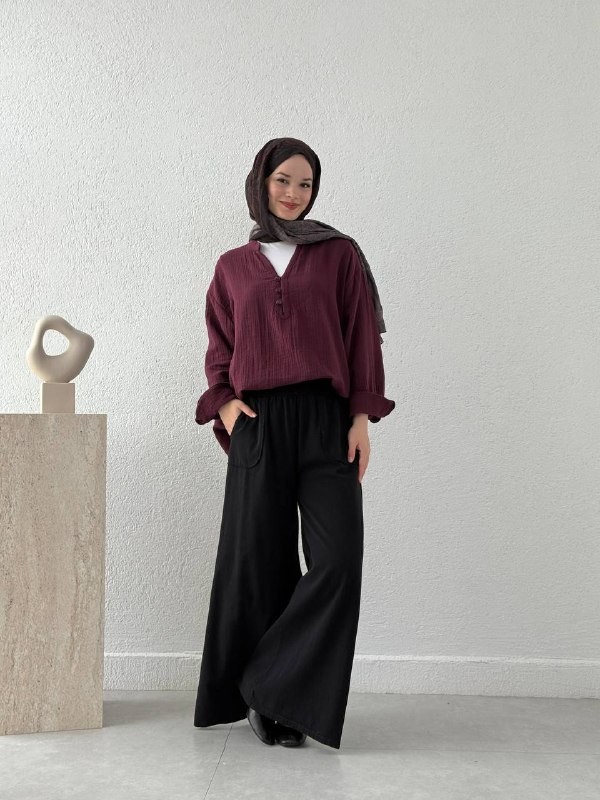 Gabardin Etek Pantolon - Siyah