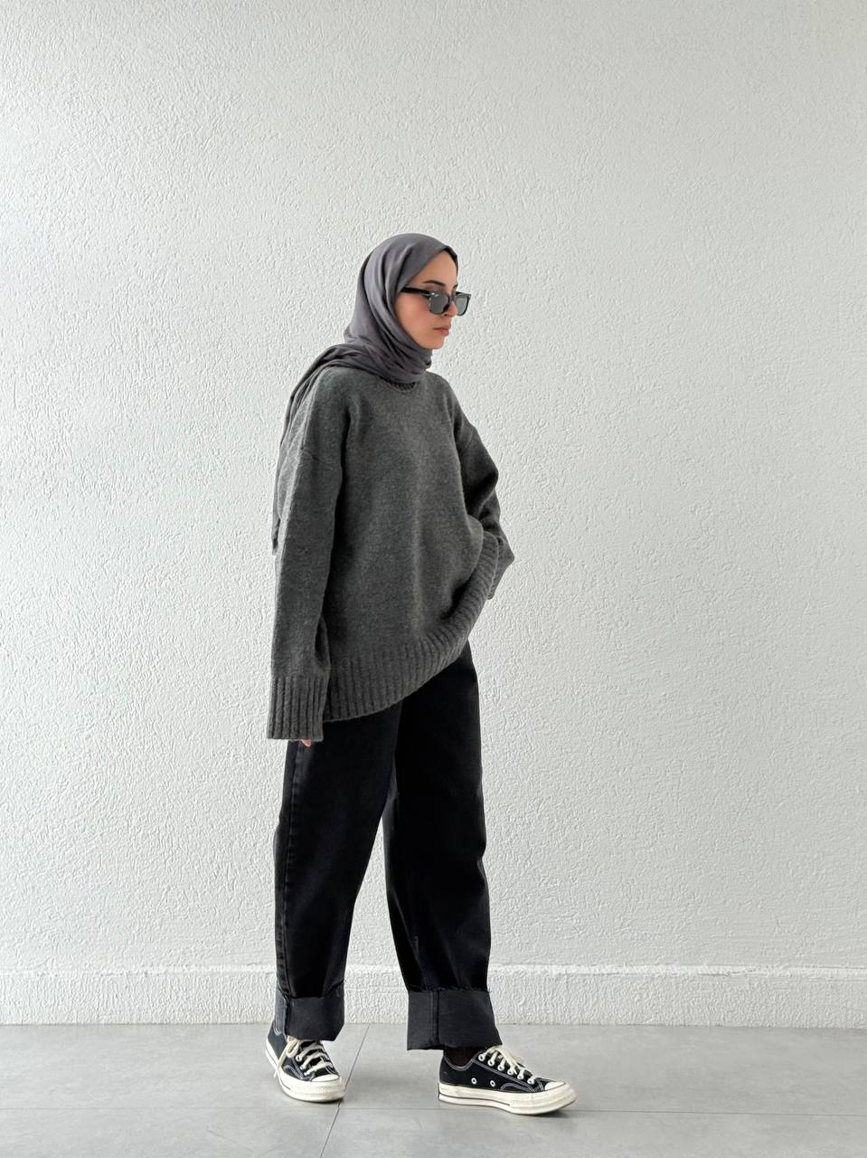 Yüksek Bel Kot Baggy Pantolon 0033 BYKN - Siyah