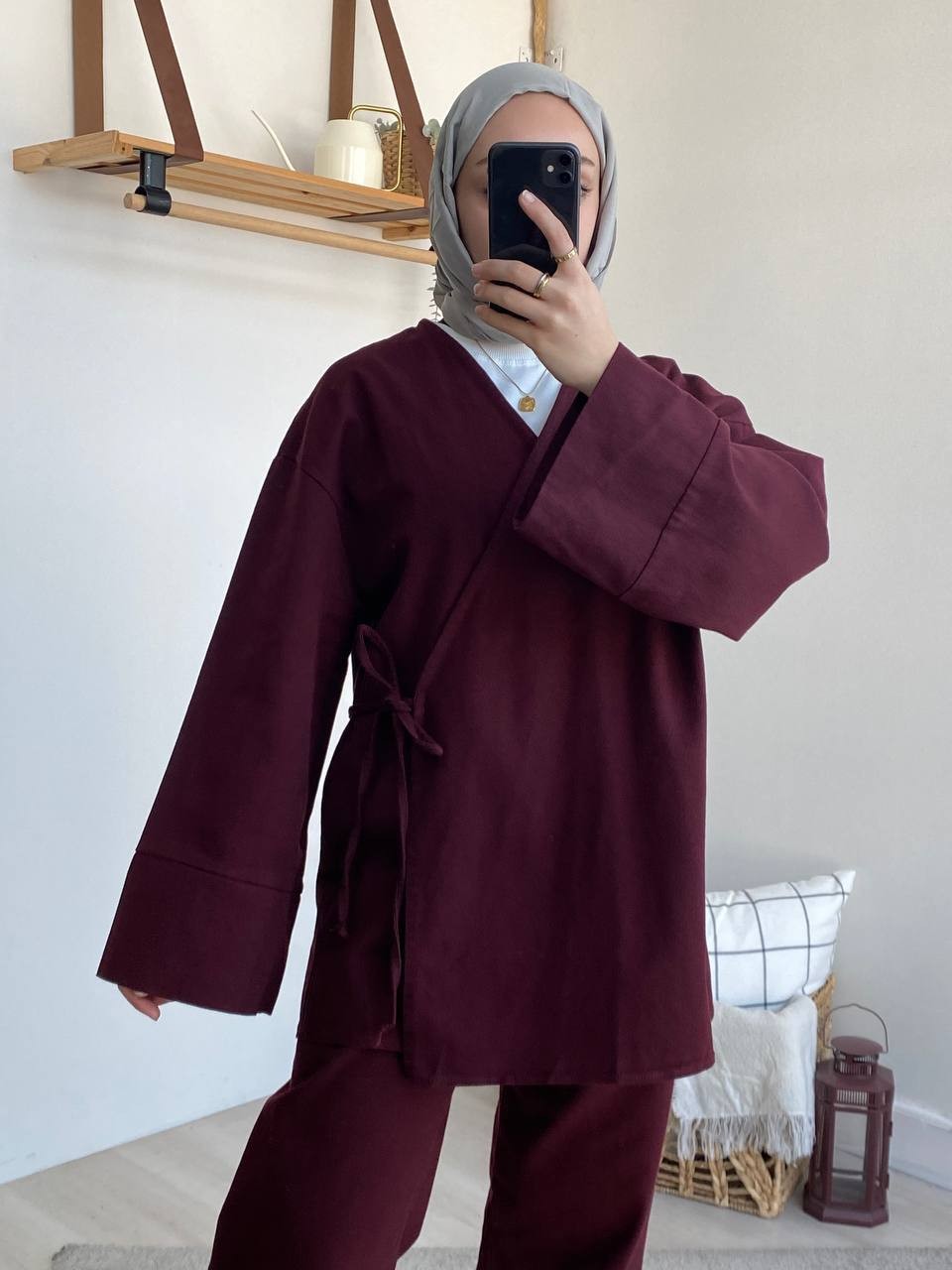 Gabardin Kimono Takım 8629 - bordo