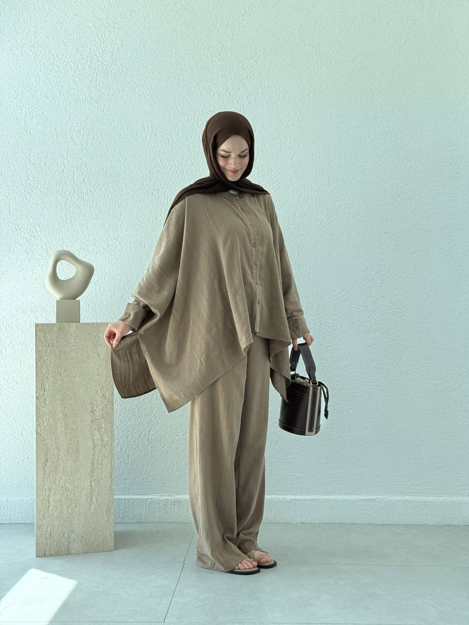 Panço Model PamukluÜ Pantolon Takım - Vizon