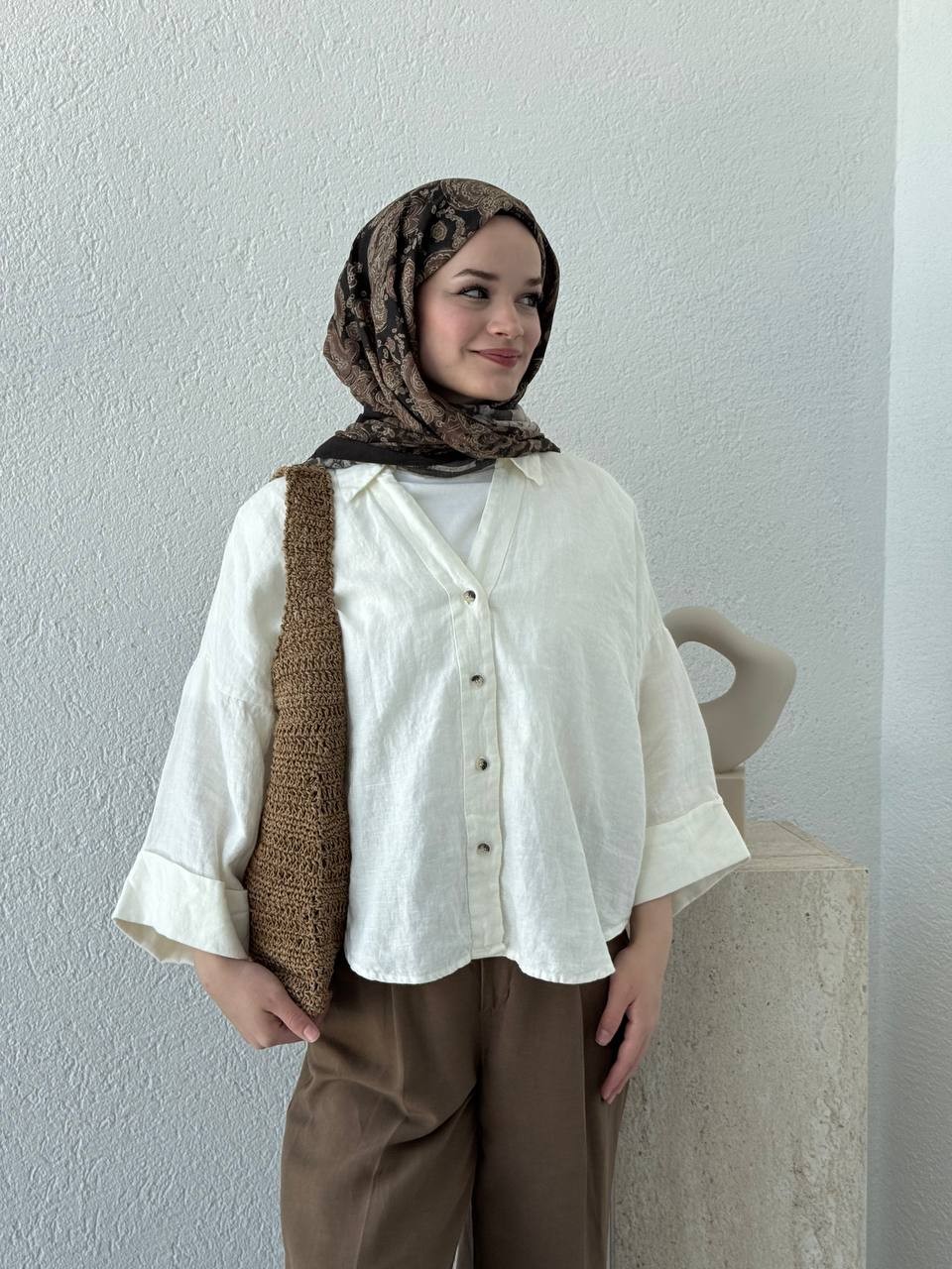 Keten Kol Katlamalı Fakir Kol Gömlek 34479