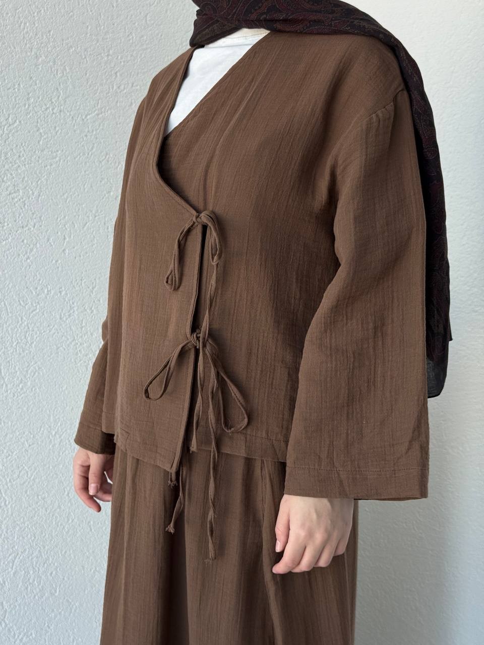 Muslin Etekli Takım 8717 - Kahve
