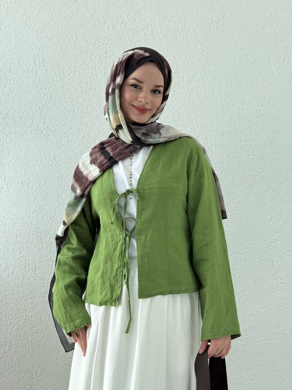 Keten Bağlamalı Crop Gömlek