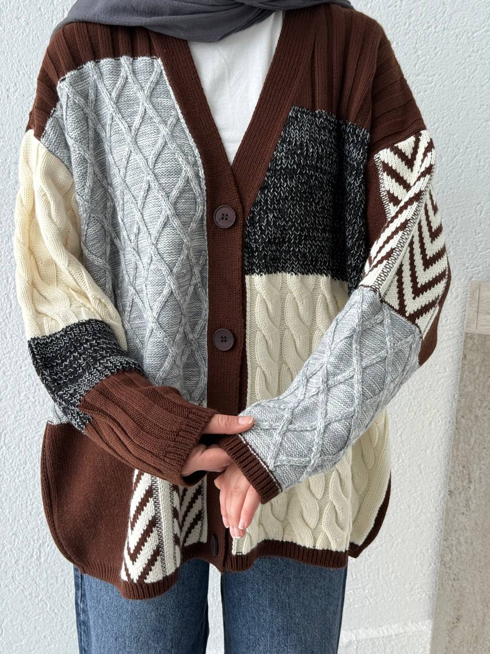 Etnik Model Hırka T39 - Kahve
