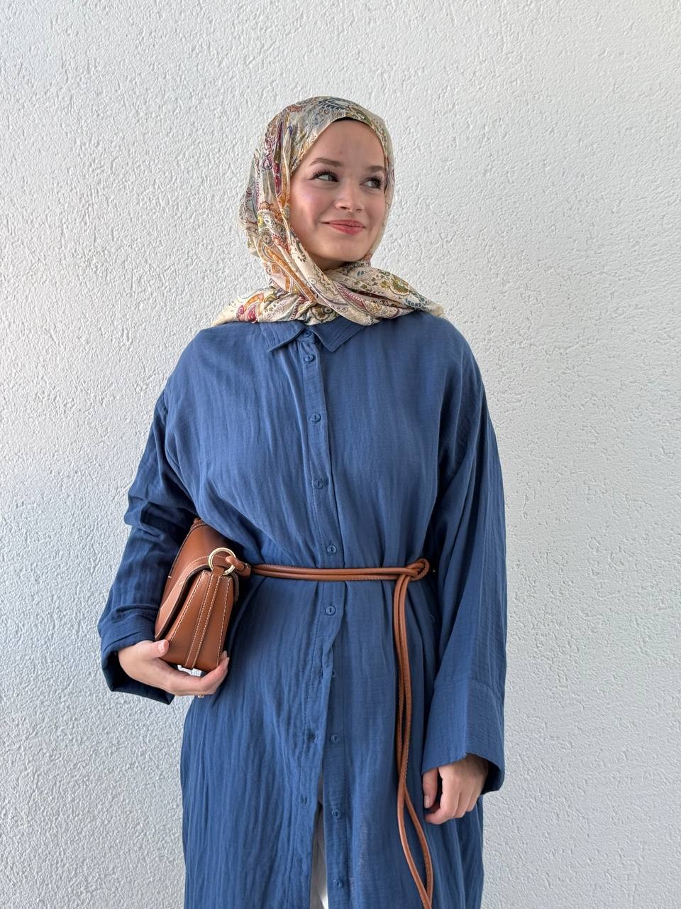 Müslin Oversize Uzun Gömlek