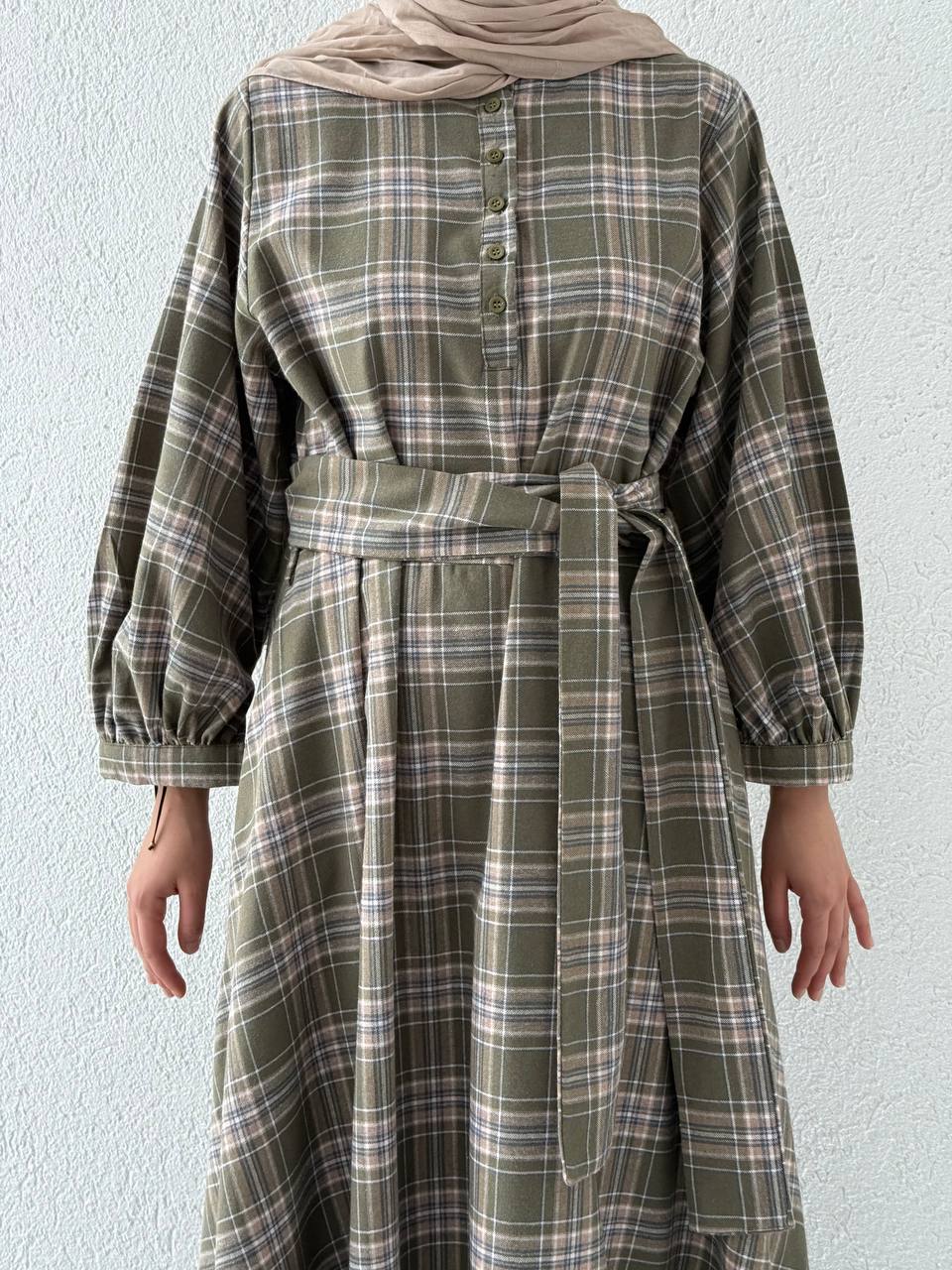 Zr Model Ekose Elbise 1235 - Açık Yeşil