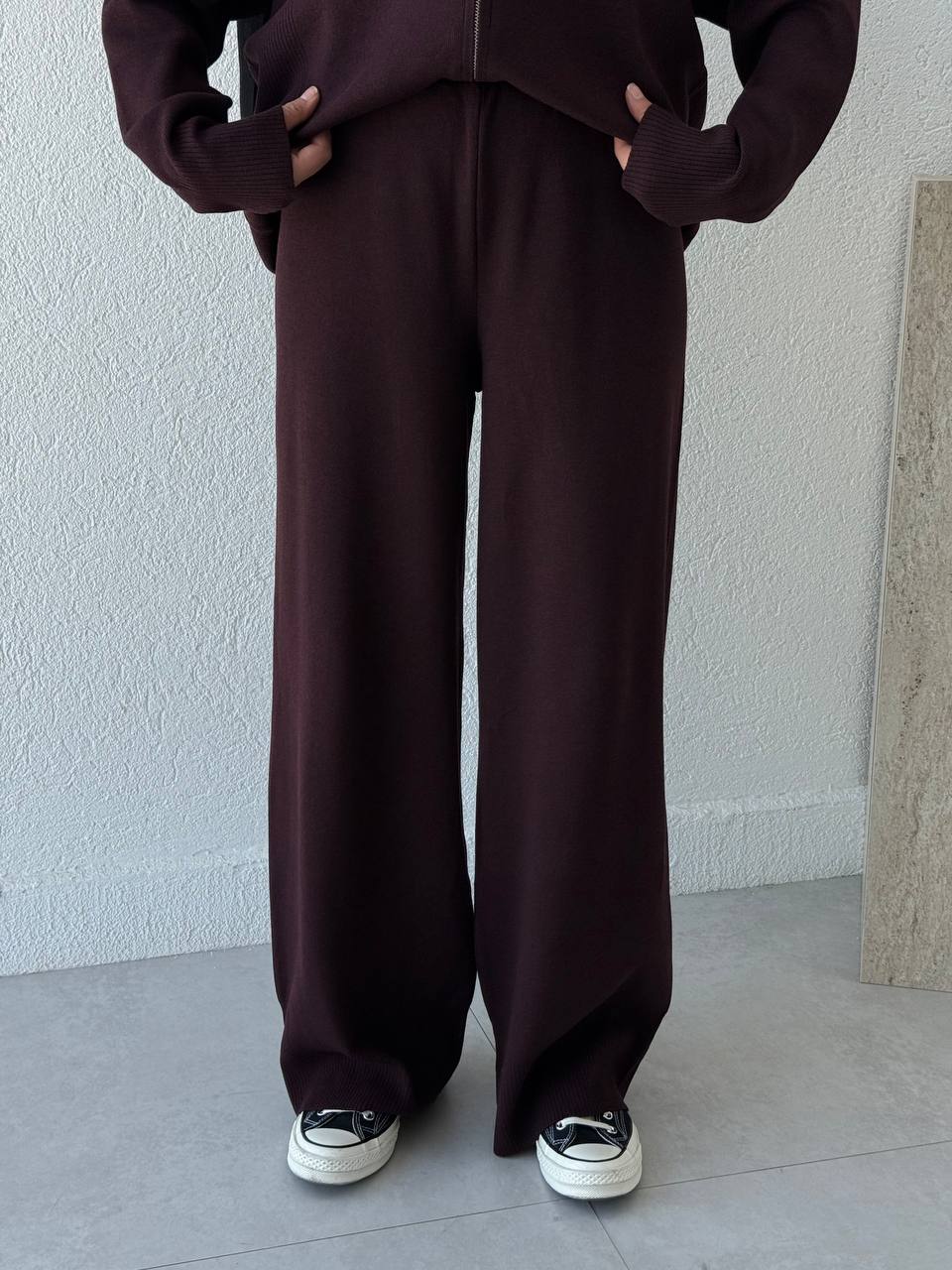 Oysho Model Kapüşonlu Triko Takım T23 - bordo