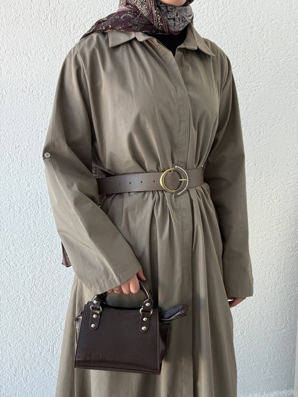 Kemerli Poplin Gömlek Elbise 3350