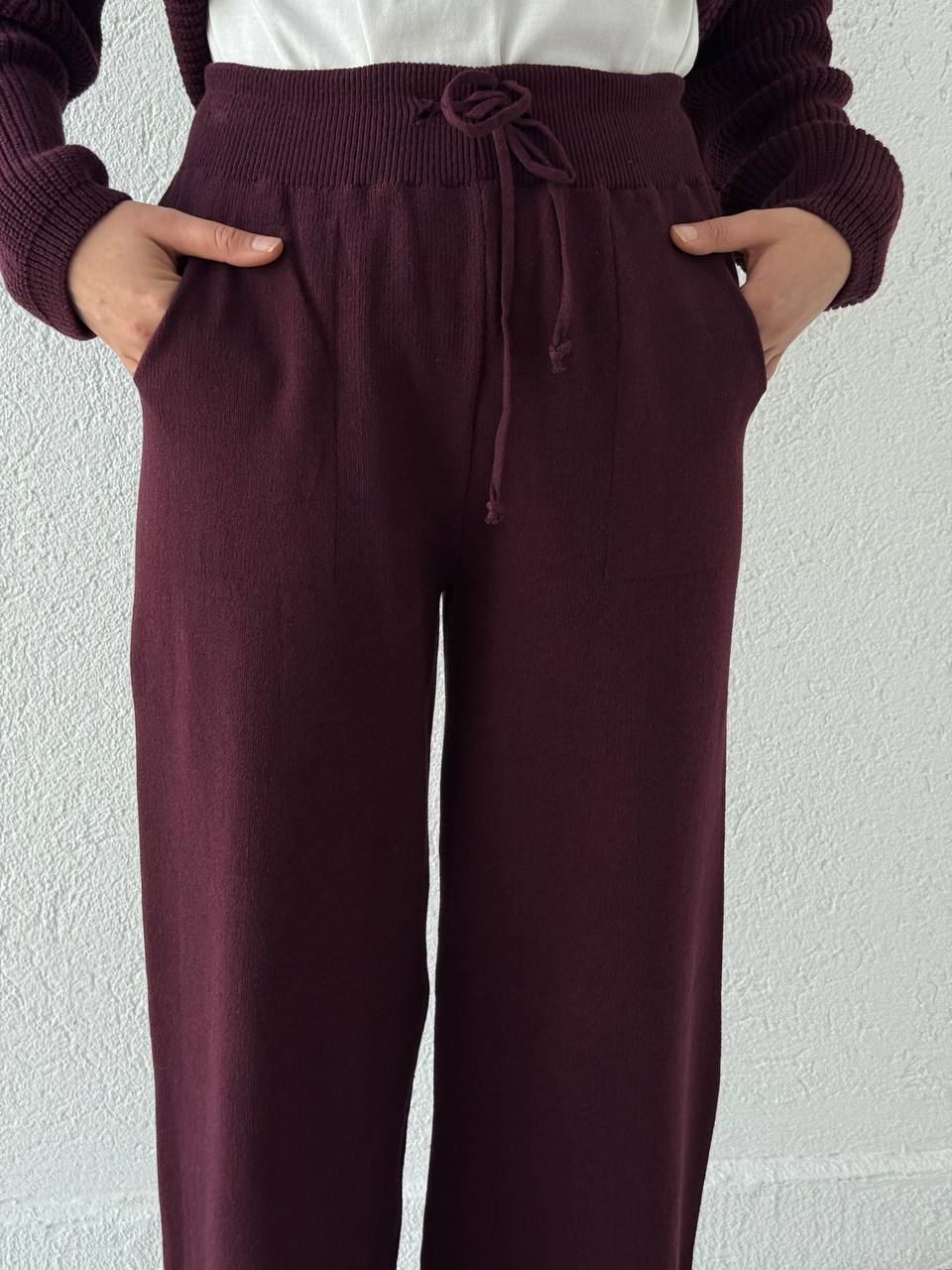 Büyük Düğmeli Triko Takım T51 - bordo