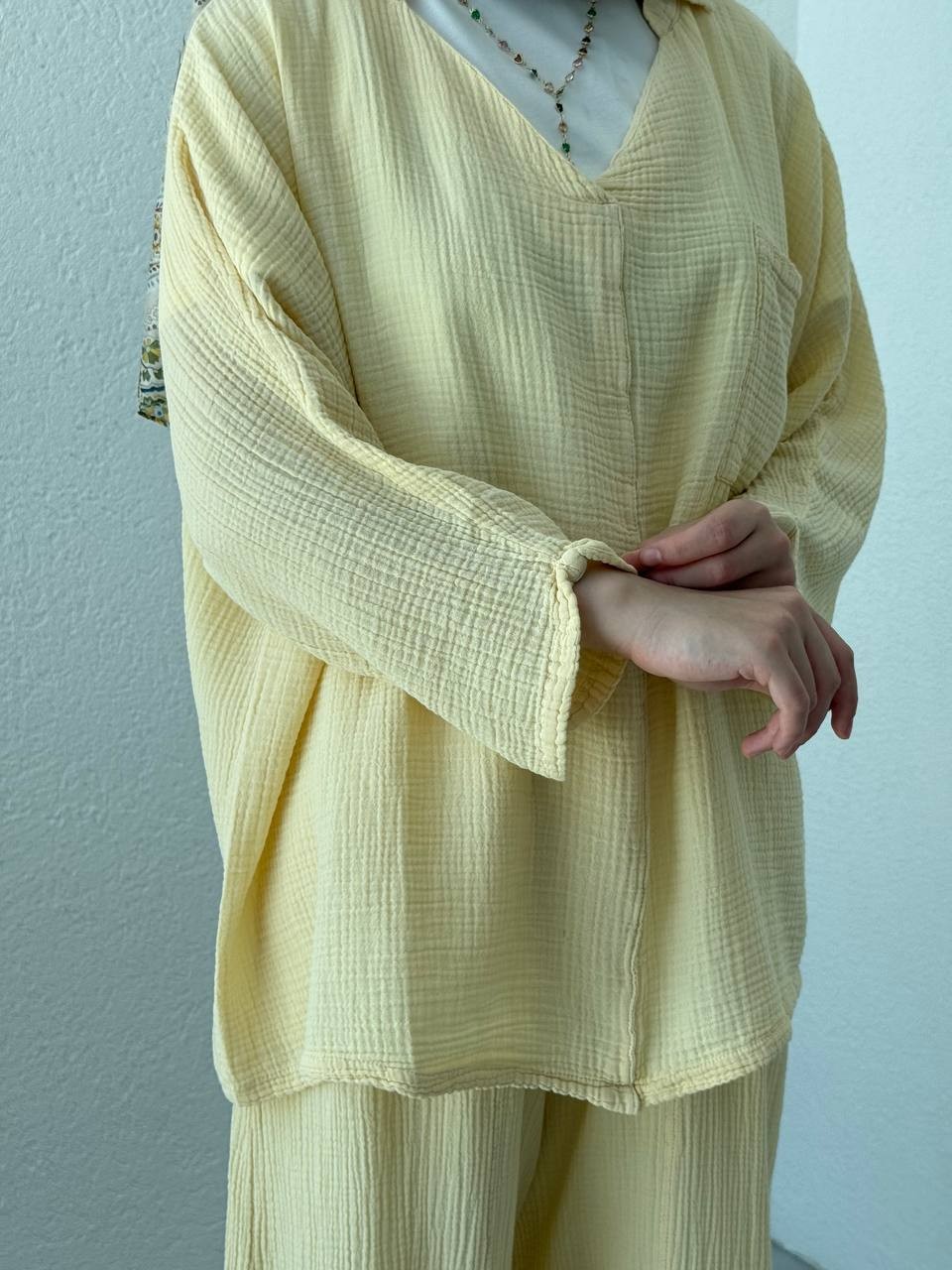 Müslin Polo Yaka Gömlek 1180 - SARI
