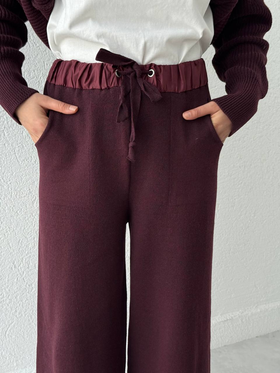 Cep Ve Bel Paraşüt Detay Triko Takım T50 - bordo