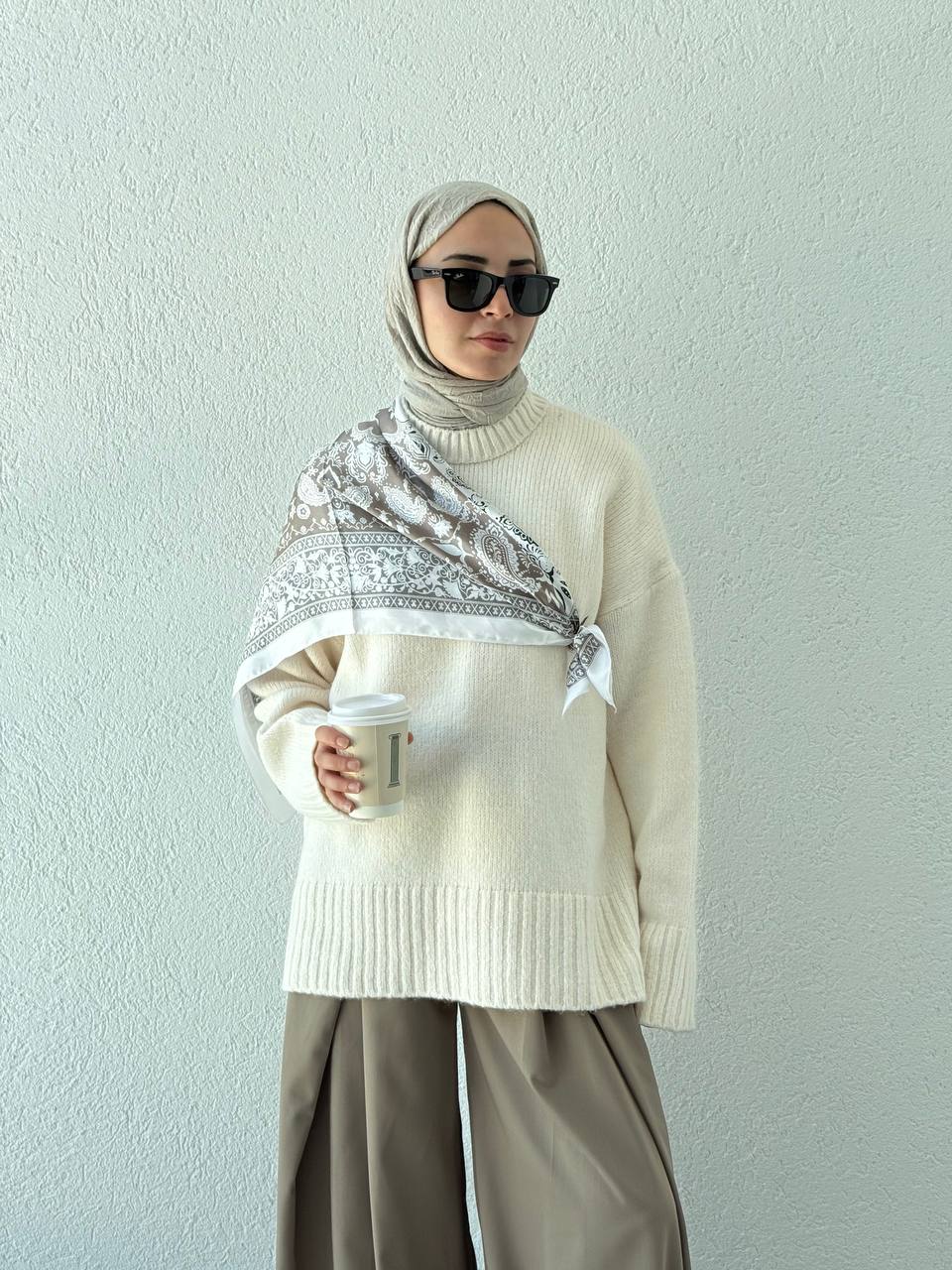 Alt Ve Kol Ribanalı Kazak 251103 - Ekru