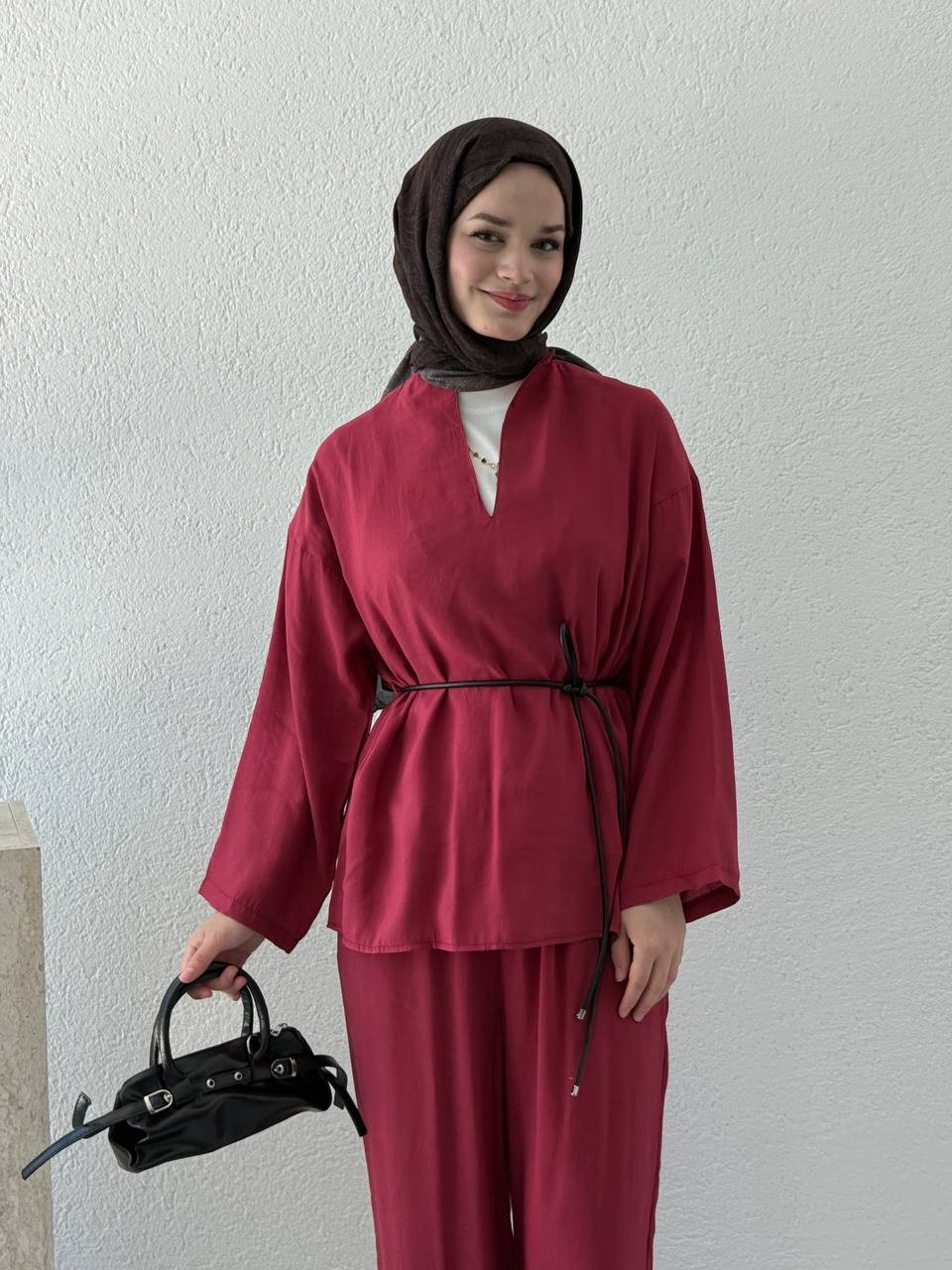 Modal  Belden Deri Kuşaklı Takım 867