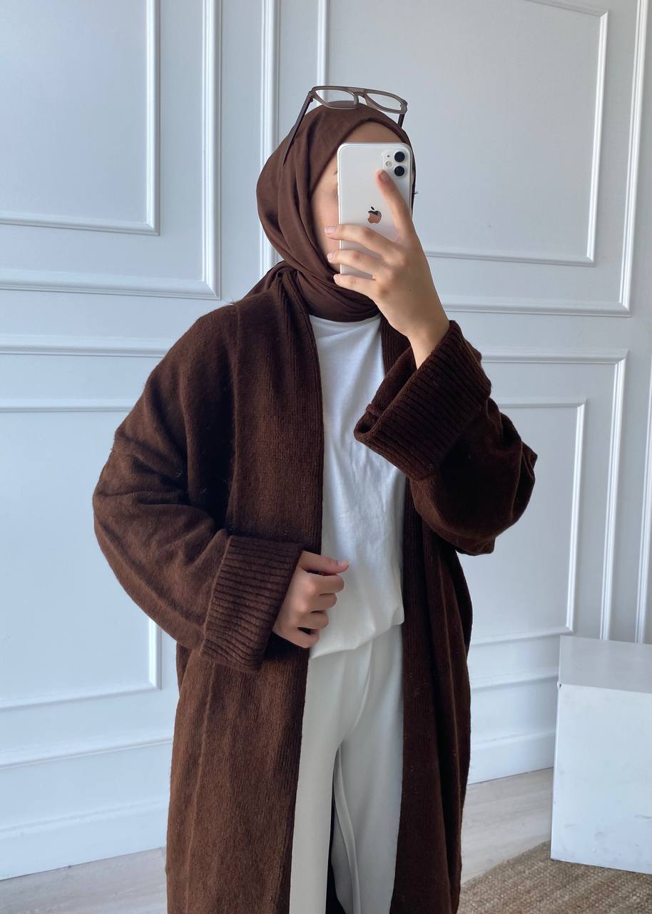 Şal Yaka Uzun Hırka 2310006 - Kahve