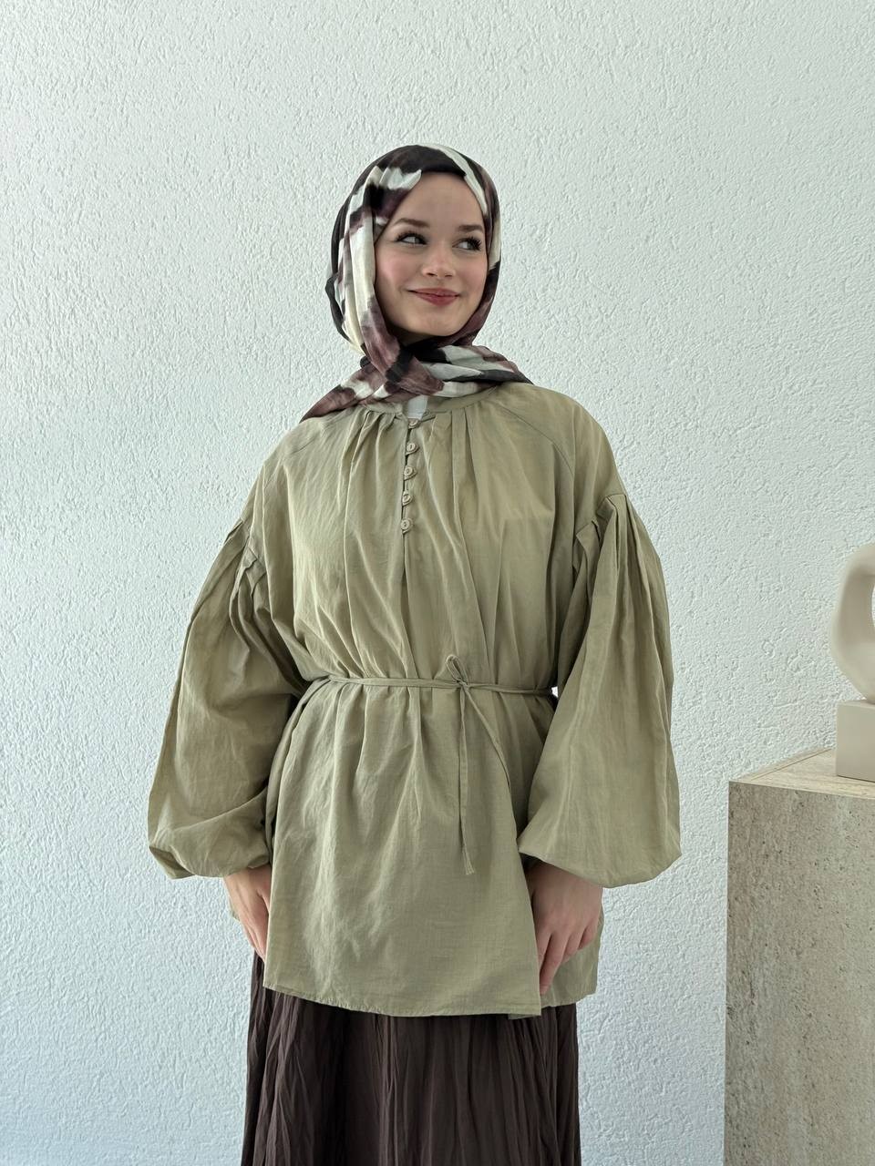 Yaka Biritli Vual Gömlek 441 - Açık Yeşil