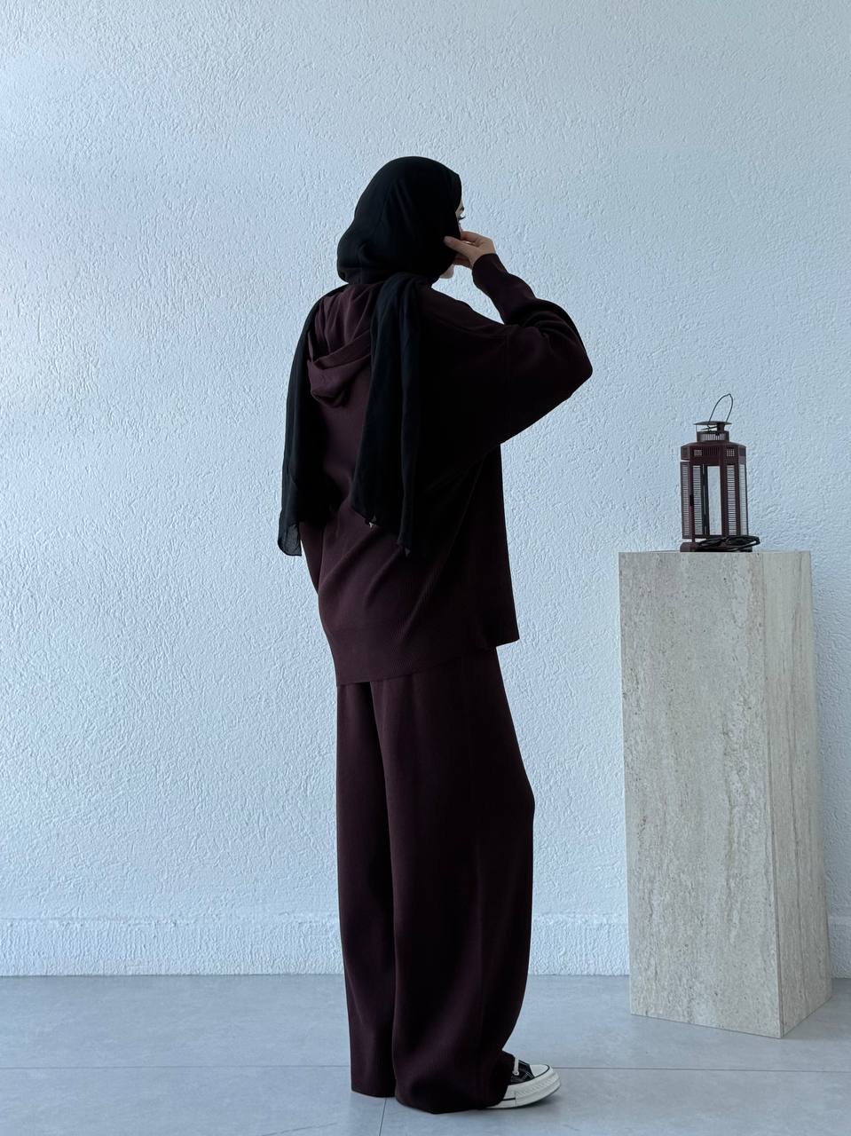 Oysho Model Kapüşonlu Triko Takım T23 - bordo