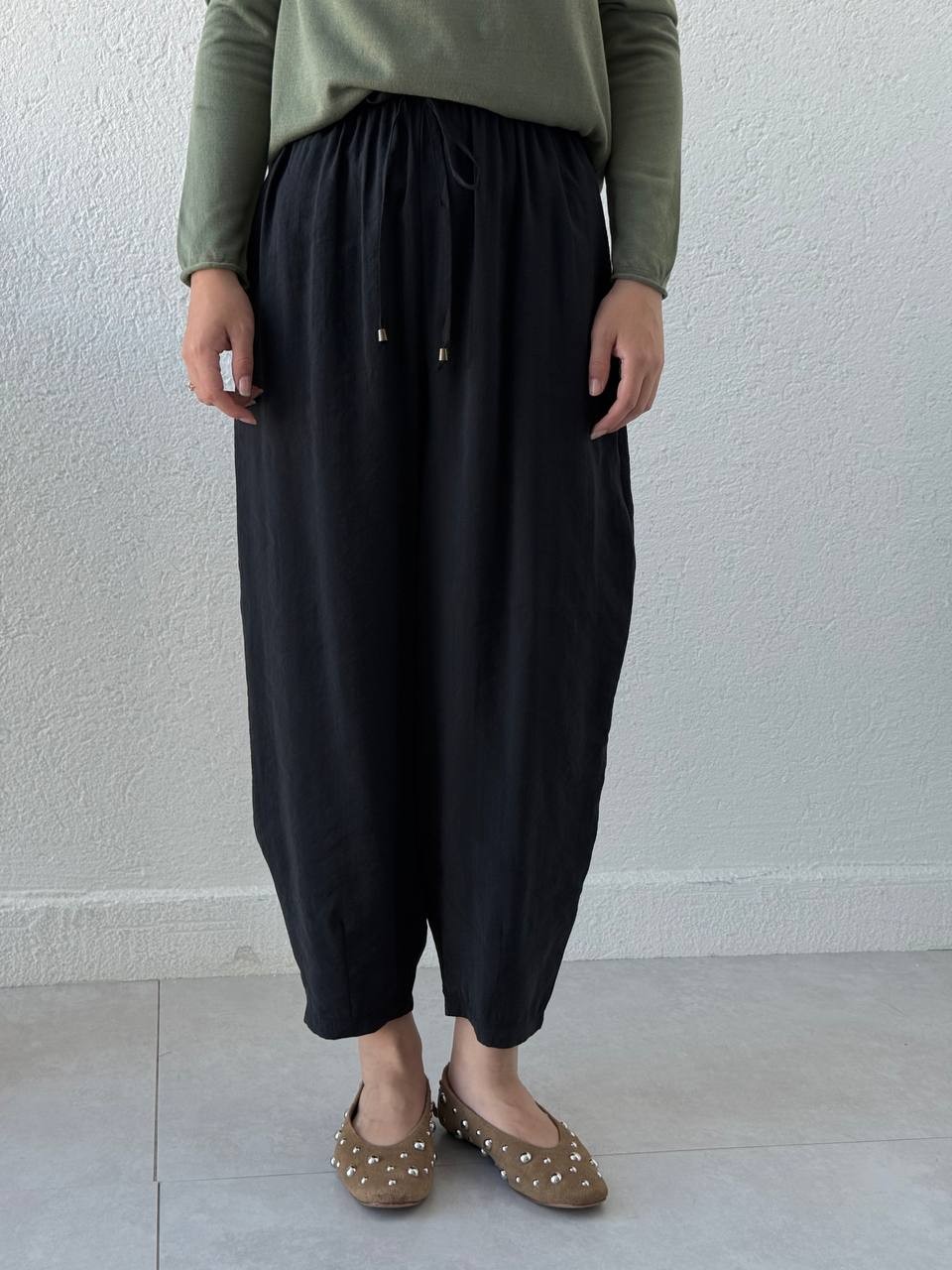 Modal Baggy Şalvar Pantolon 51106 - Siyah