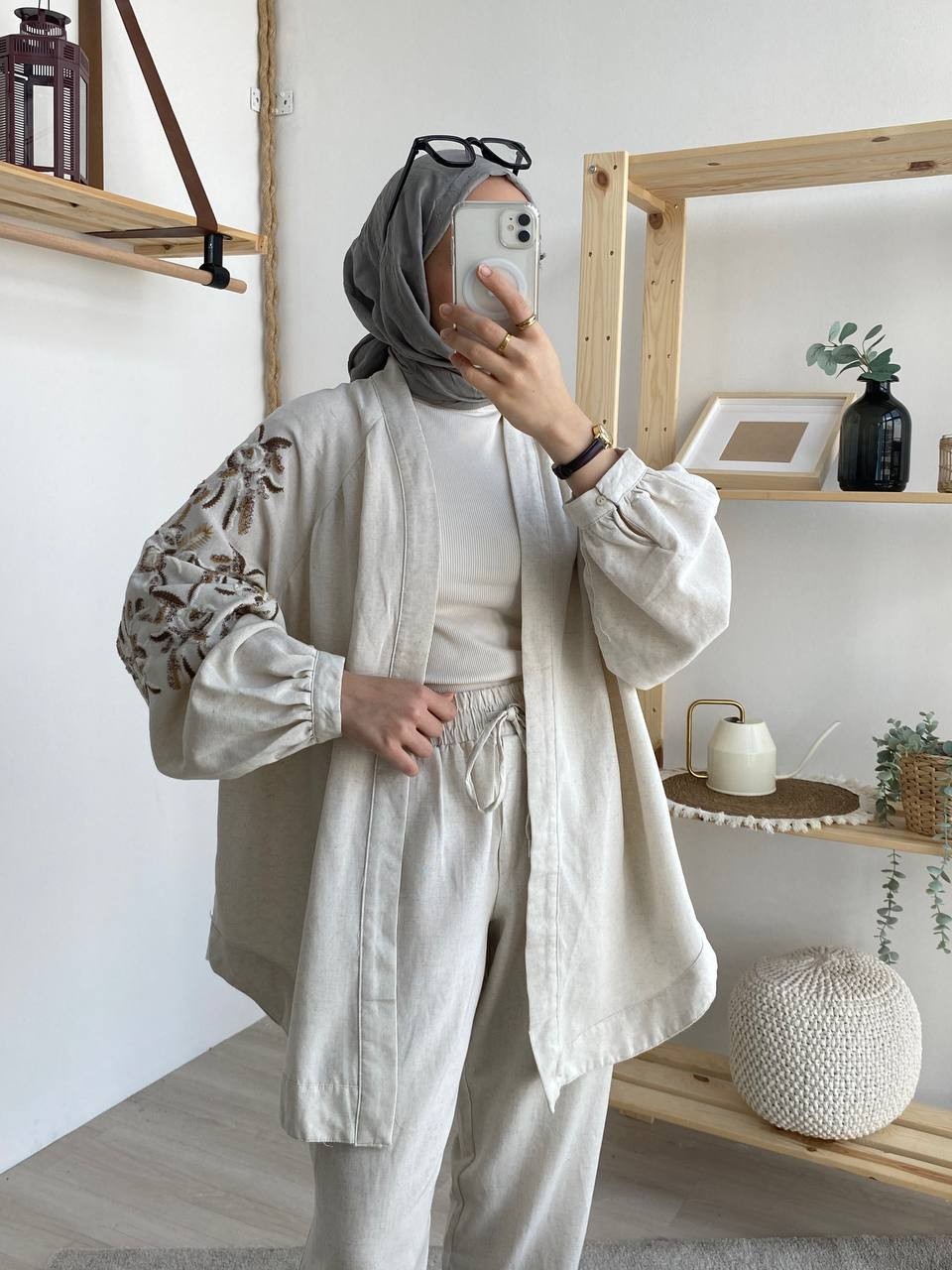 Pullu Keten Kimono