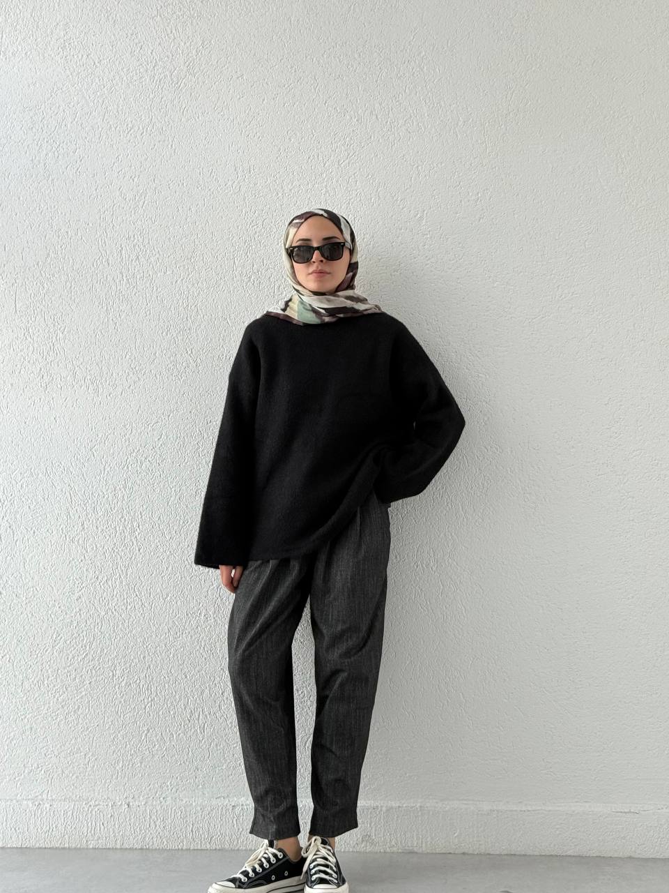 Oversize Yumoş Kazak 241238 - Siyah