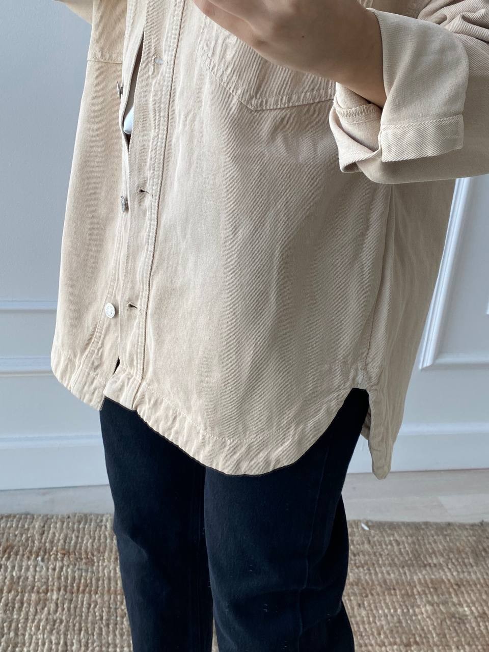 Gabardin Denim Dokuma Ceket - Taş