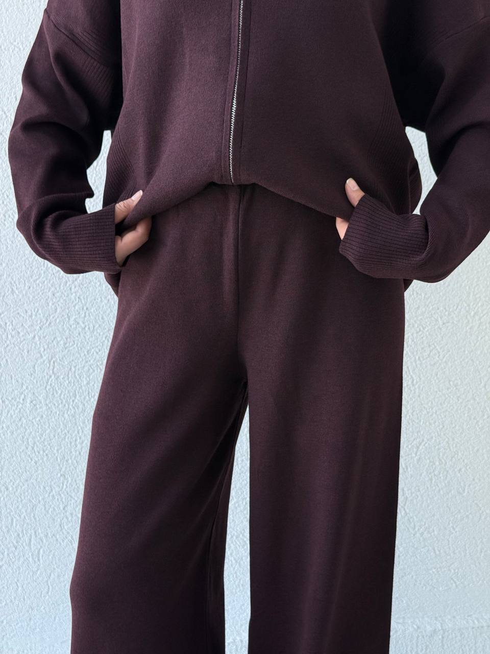 Oysho Model Kapüşonlu Triko Takım T23 - bordo