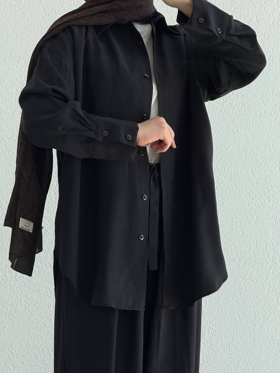 Premium Modal Kuşaklı Şalvar Takım - Siyah