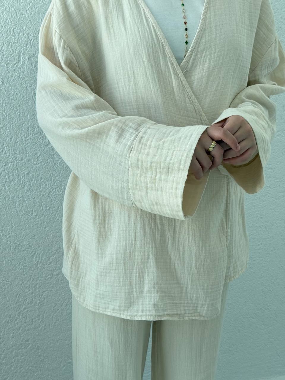 Müslin Kimono Takım 8754 - Taş