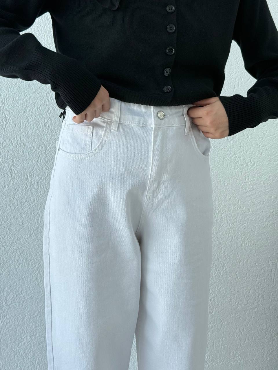 Pamuk Bagy Kot Pantolon 3001 - Beyaz
