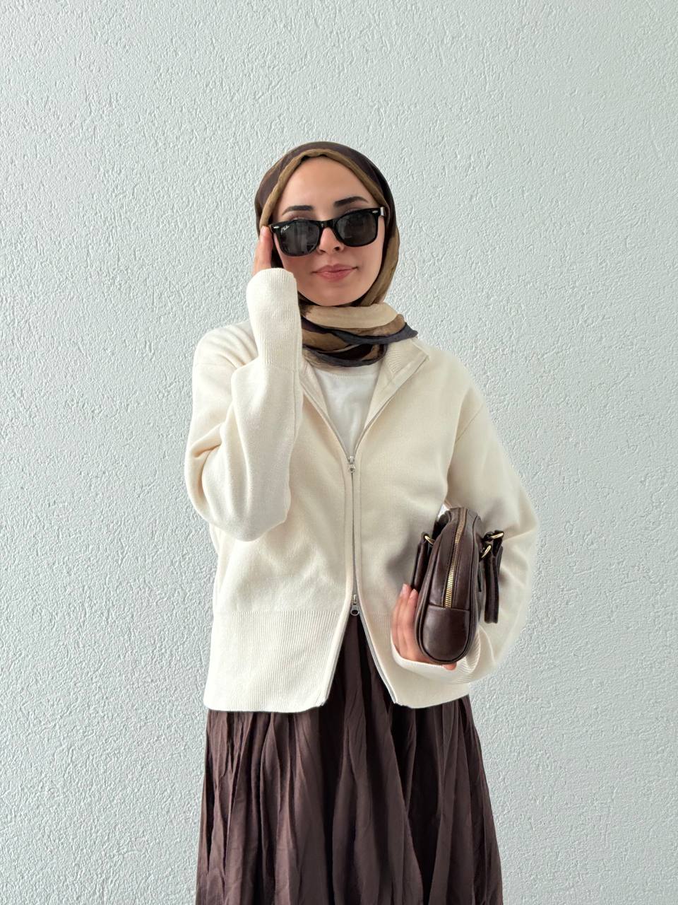Çift Fermuarlı Kısa Hırka 251042