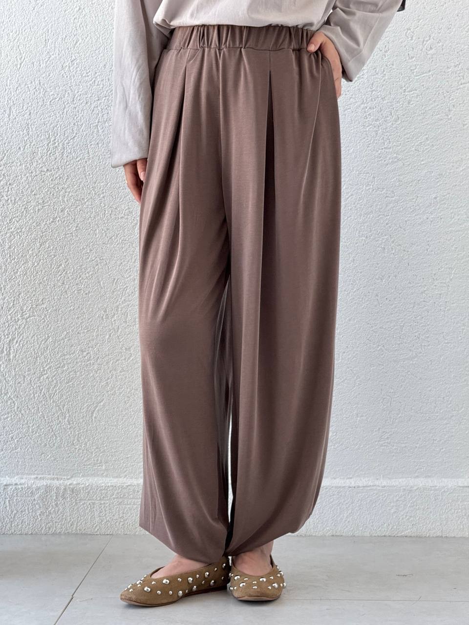 Oysho Modal Kumaş Pileli Şalvar Pantolon