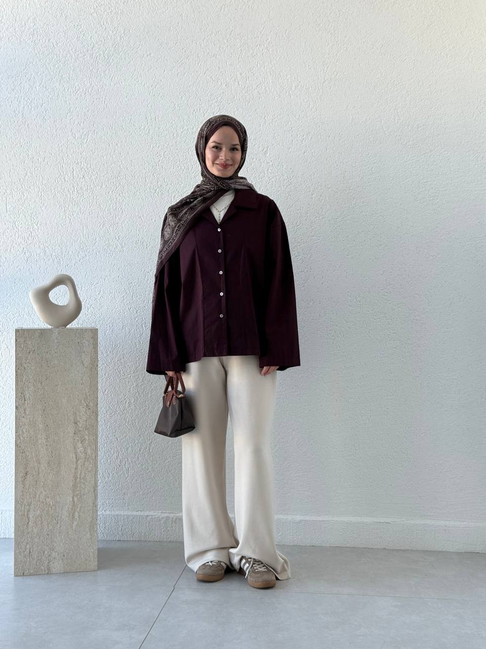 Oysho Kumaş Bel Saten Detaylı Pantolon hvn - Taş