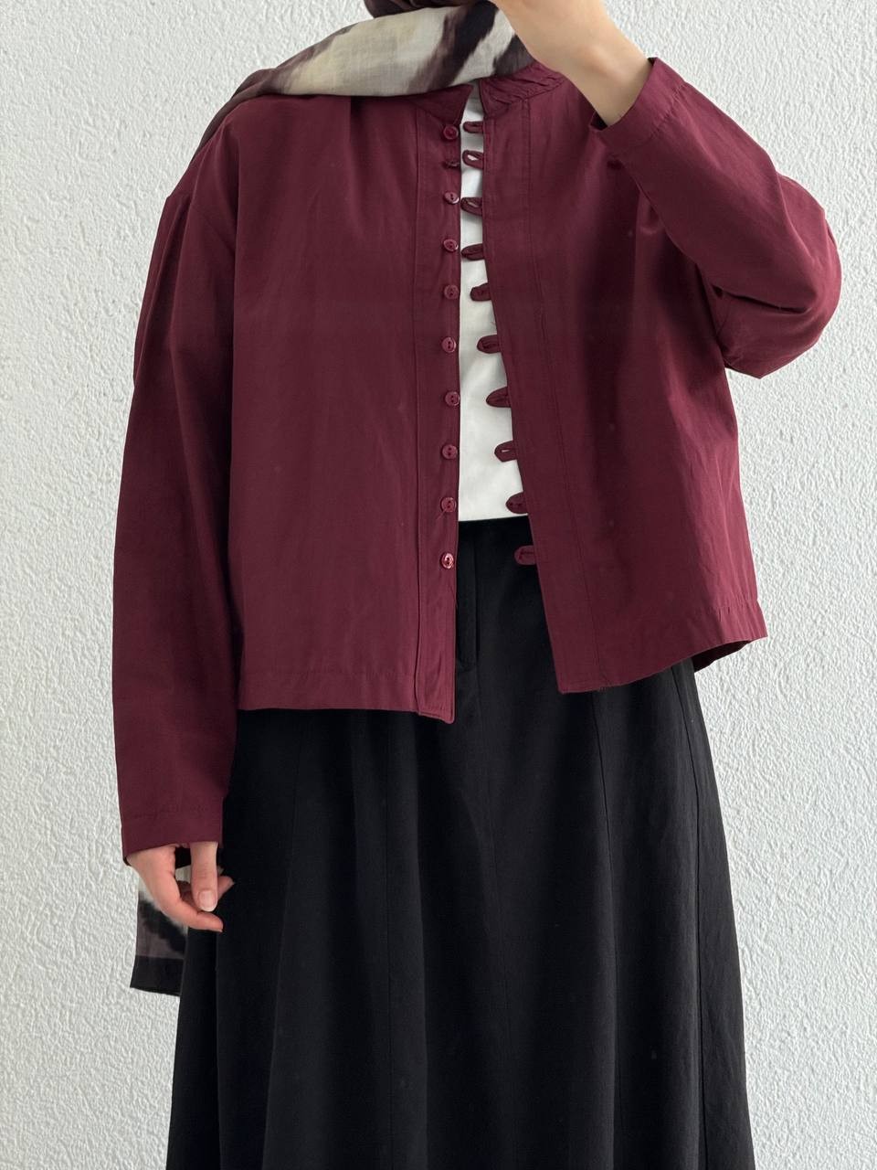 Hakim Yaka Düğmeli Poplin Gömlek 0335 - bordo