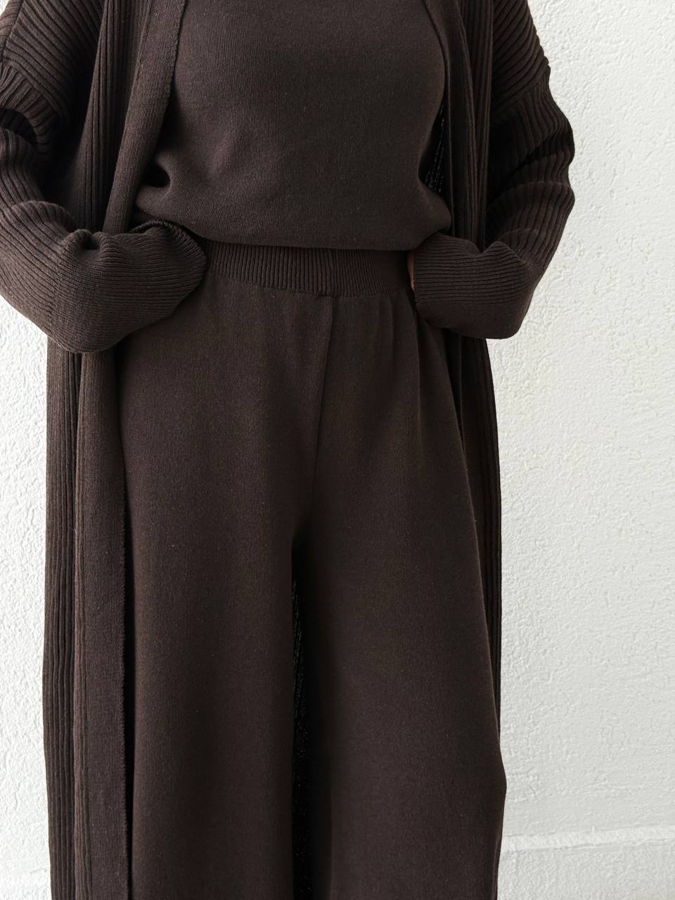 Üçlü Triko Takım T53 - Kahve