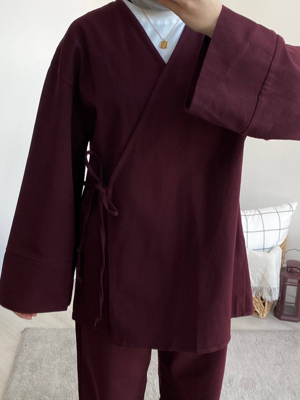 Gabardin Kimono Takım 8629 - bordo