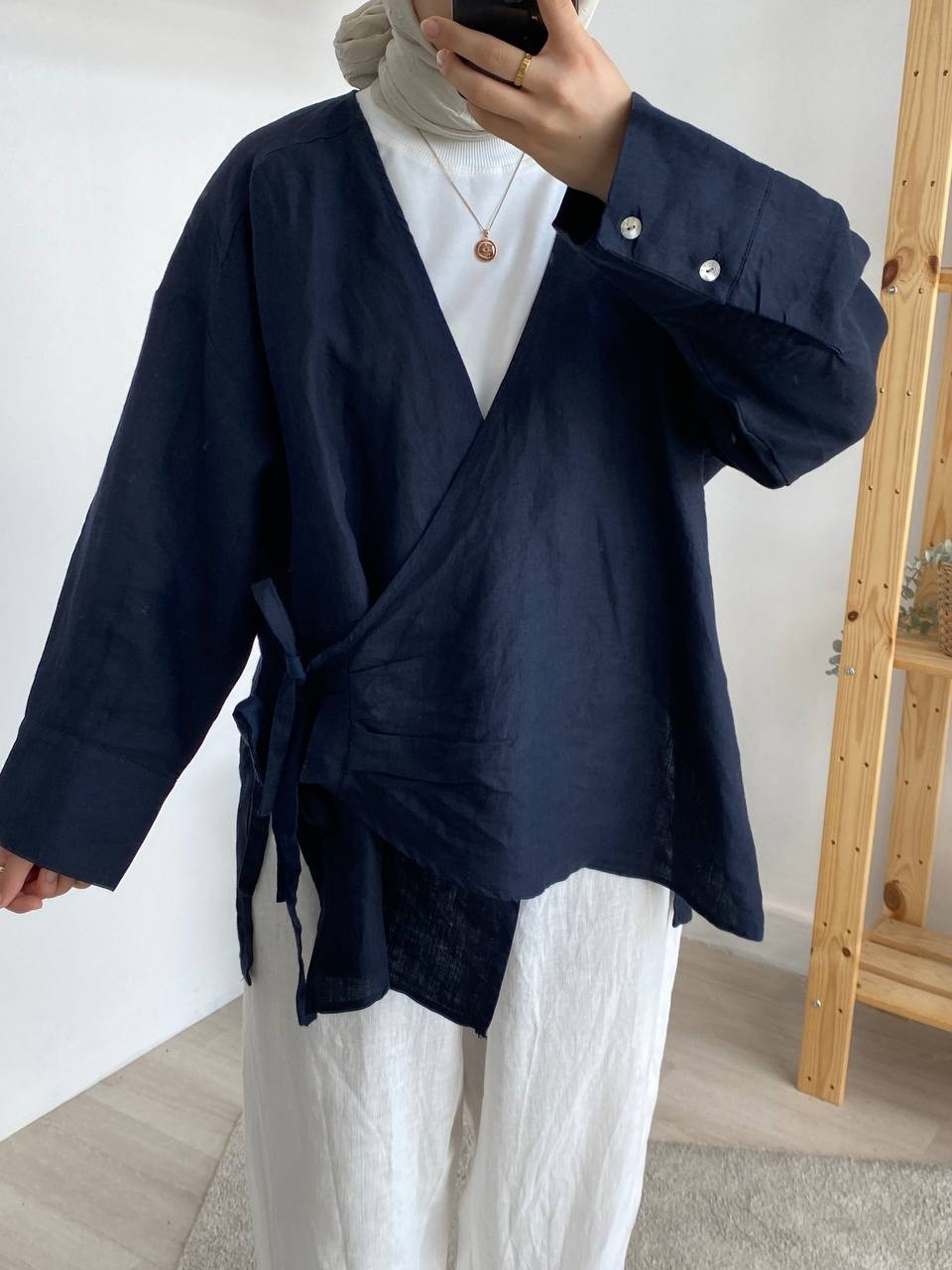 Premium Kalite Oversize Kimono - Lacivert