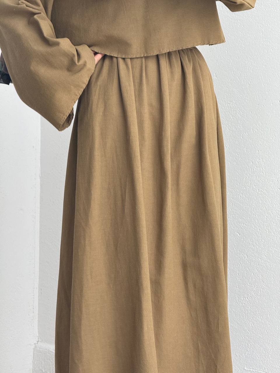 Crop Etekli Takım - Olive