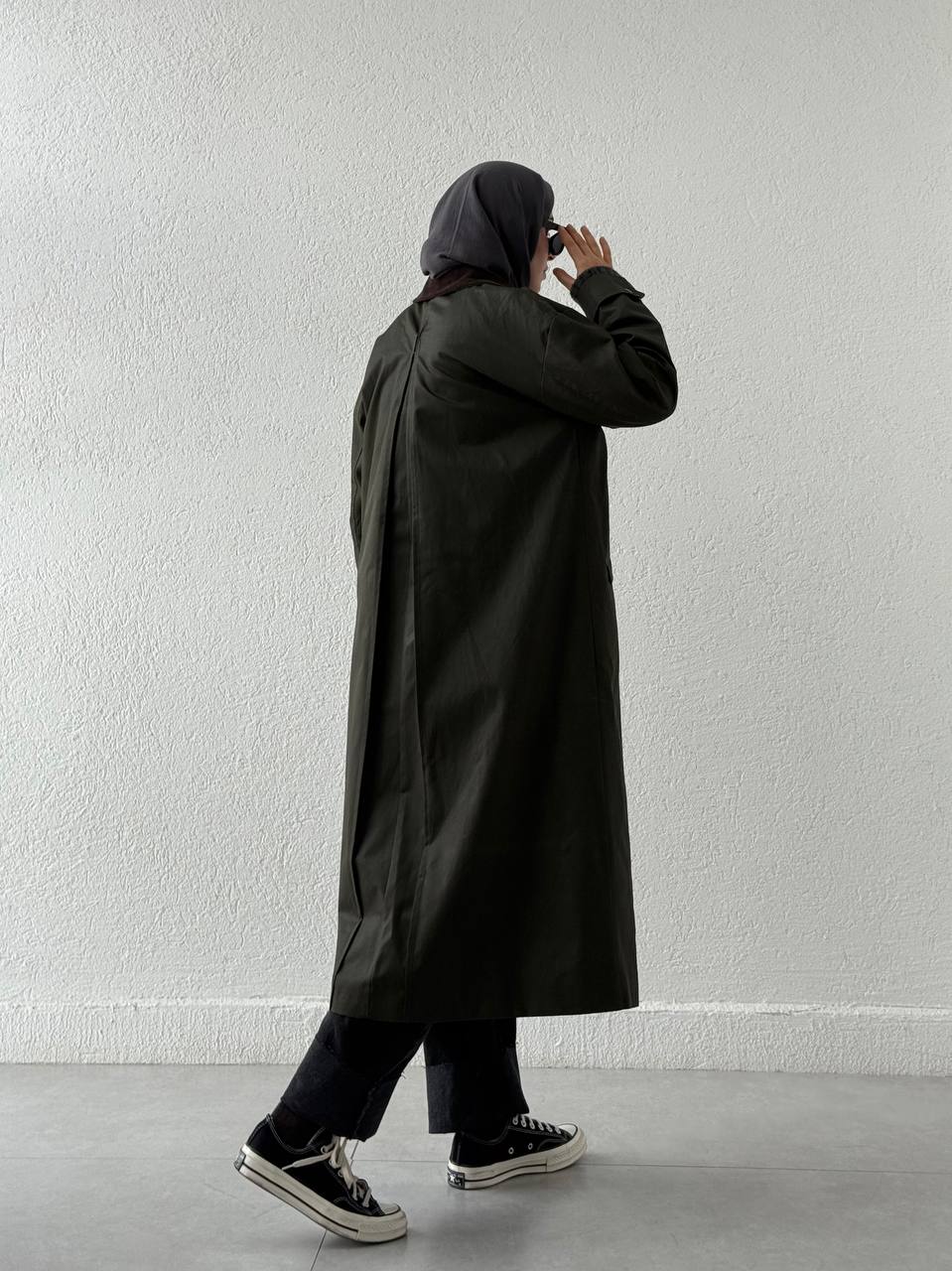Barbour Kadife Yaka B Kalite Trenç FL 250605 - Yeşil