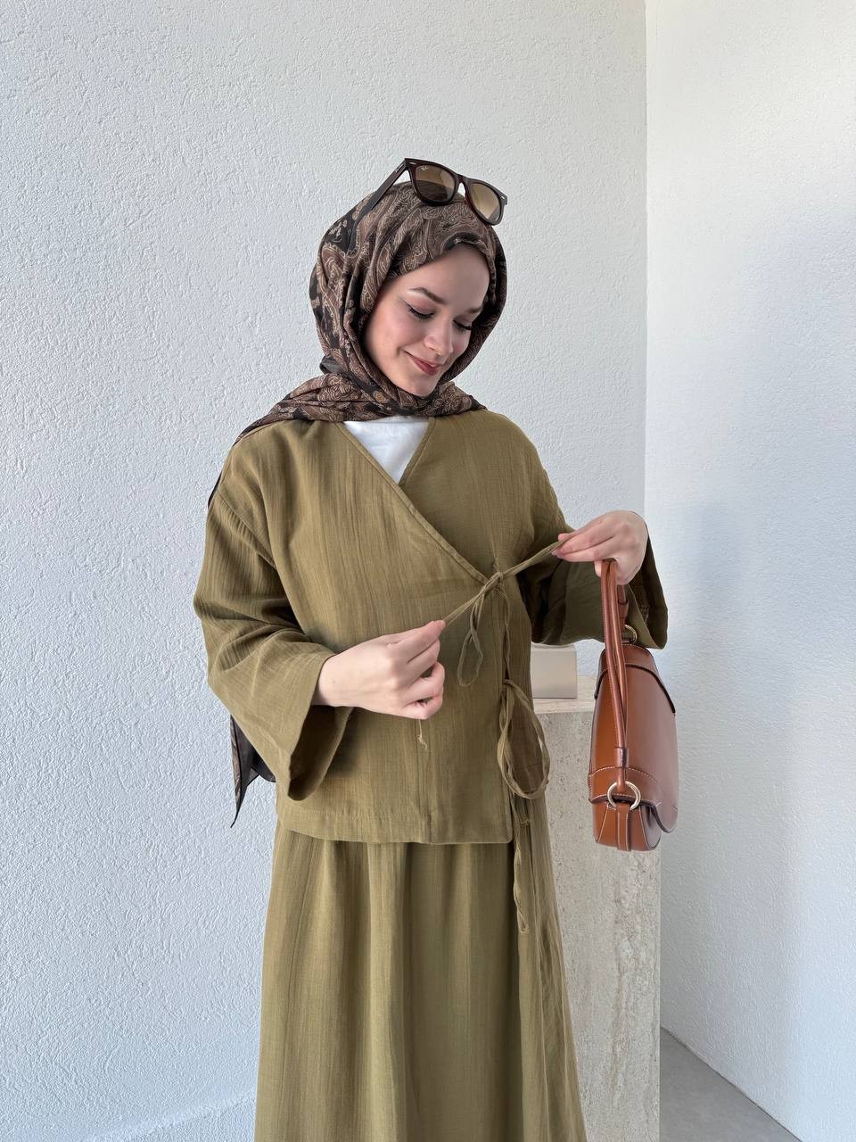 Muslin Etekli Takım 8717 - Haki