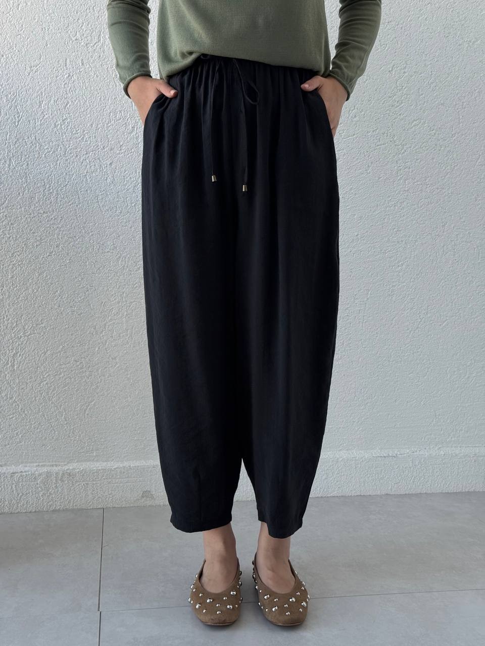 Modal Baggy Şalvar Pantolon 51106 - Siyah