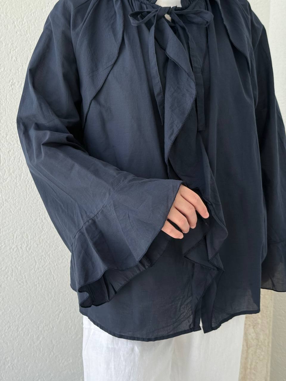 Zara Model Vual Fırfırlı Gömlek 2036 - Lacivert
