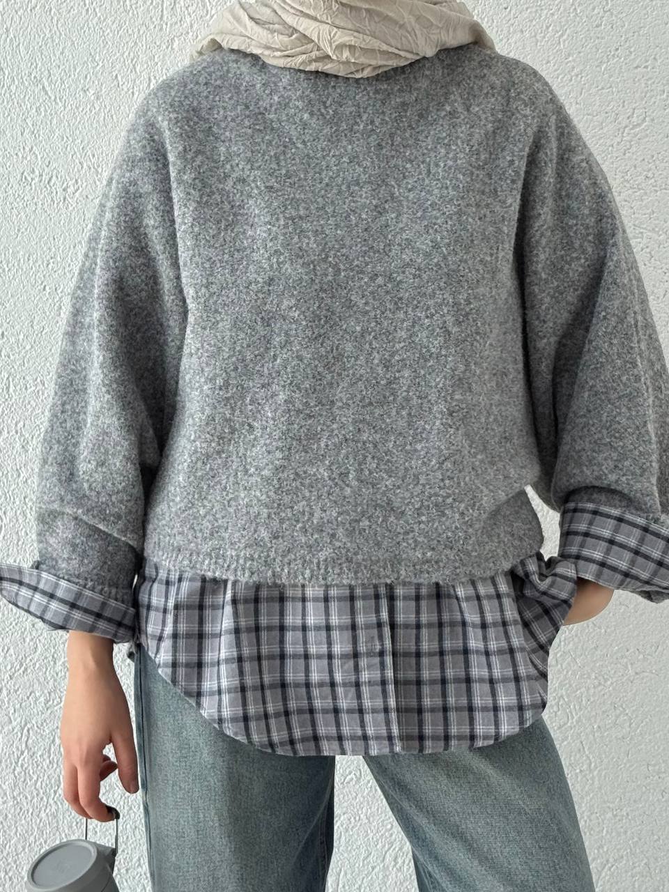 Yarasa Kol Triko Kazak 10817 - Gri