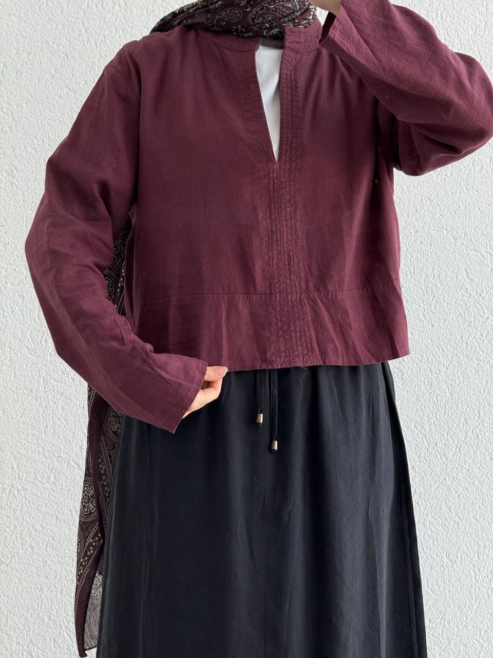 Keten Hakim Yaka Gömlek 250420 - bordo