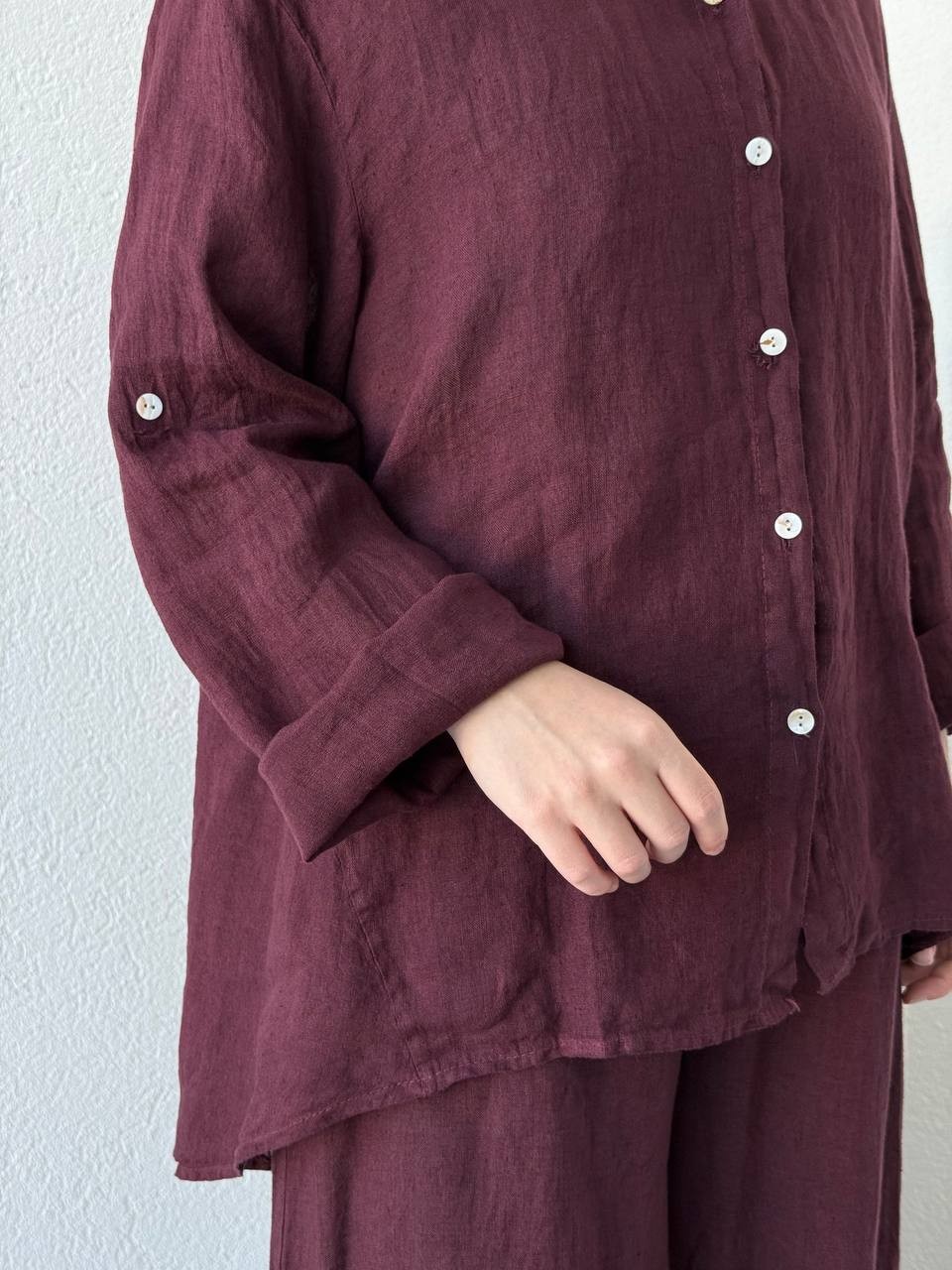 Keten Oversize Takım FLR - bordo