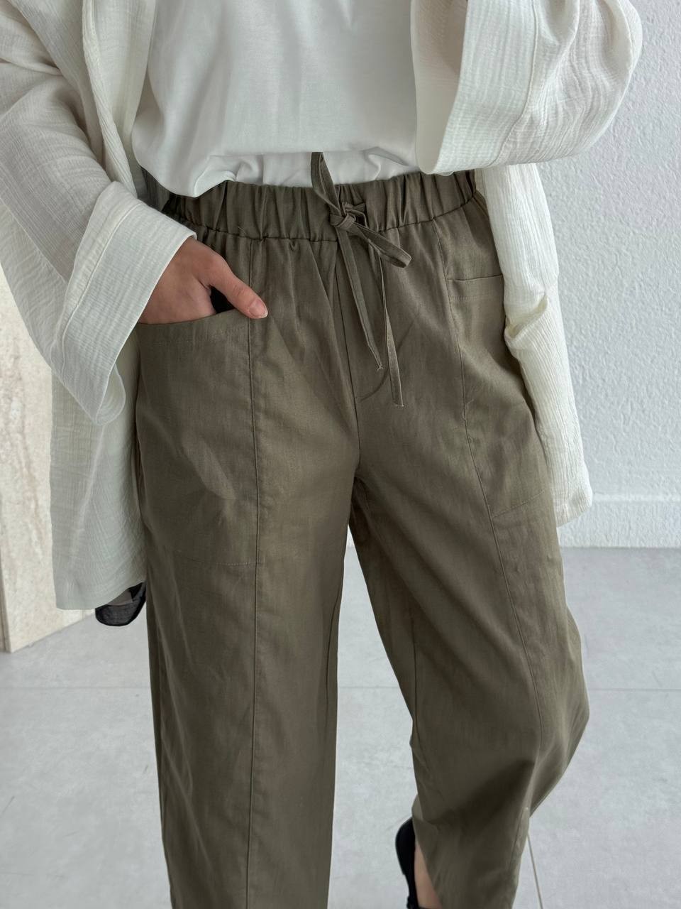 Keten Torba Cepli Keten pantolon