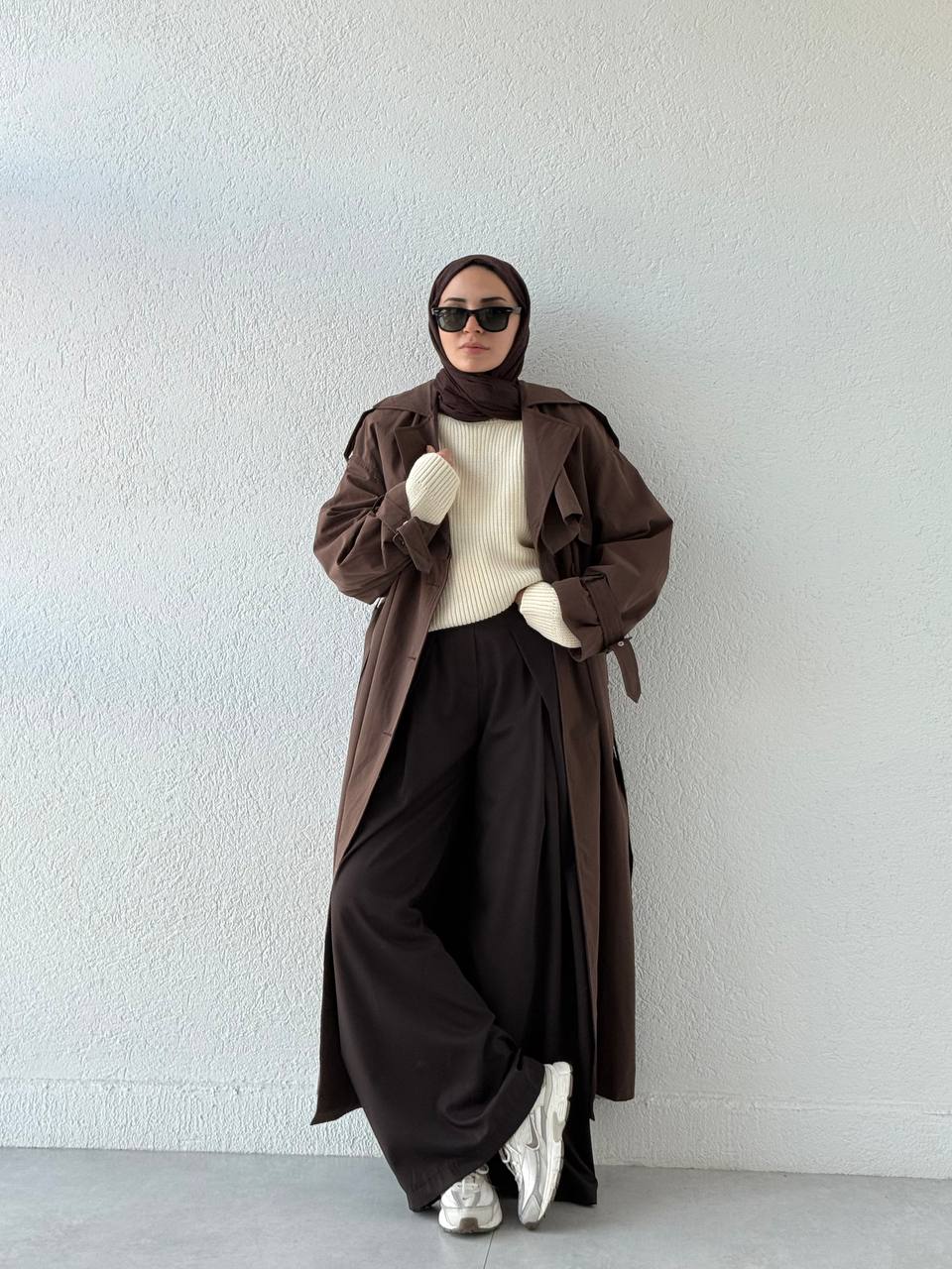 Çizgili İç Astarlı Trençkot 9637