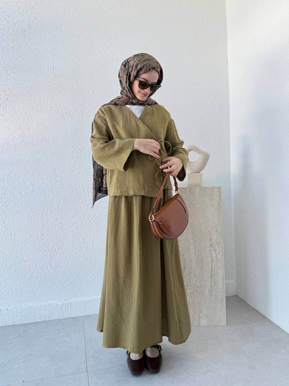 Muslin Etekli Takım 8717 - Haki