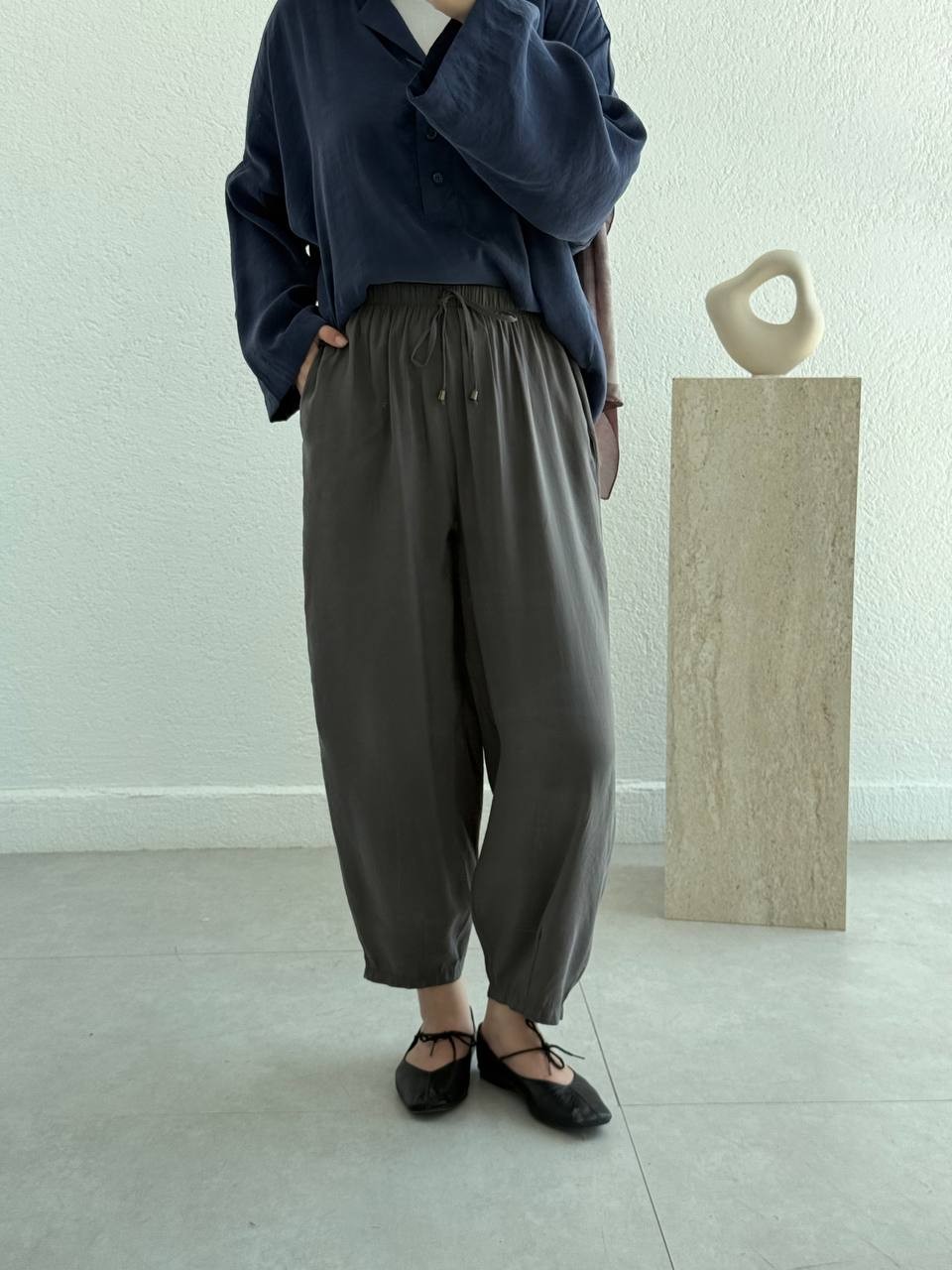 Modal Baggy Şalvar Pantolon 51106 - Antrasit