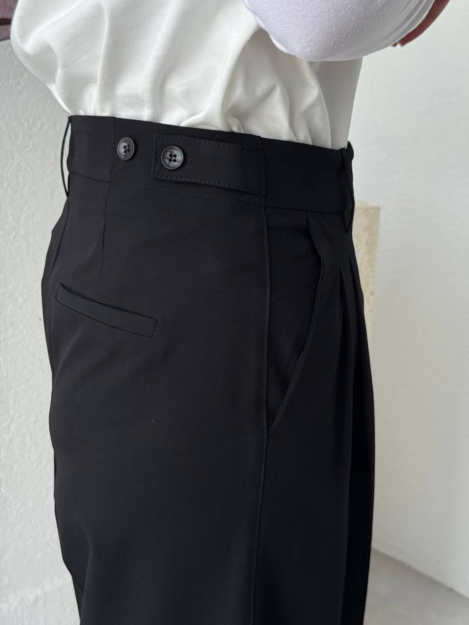 DLVN Bel Ayarlamalı Kumaş Pantolon 71606 - Siyah