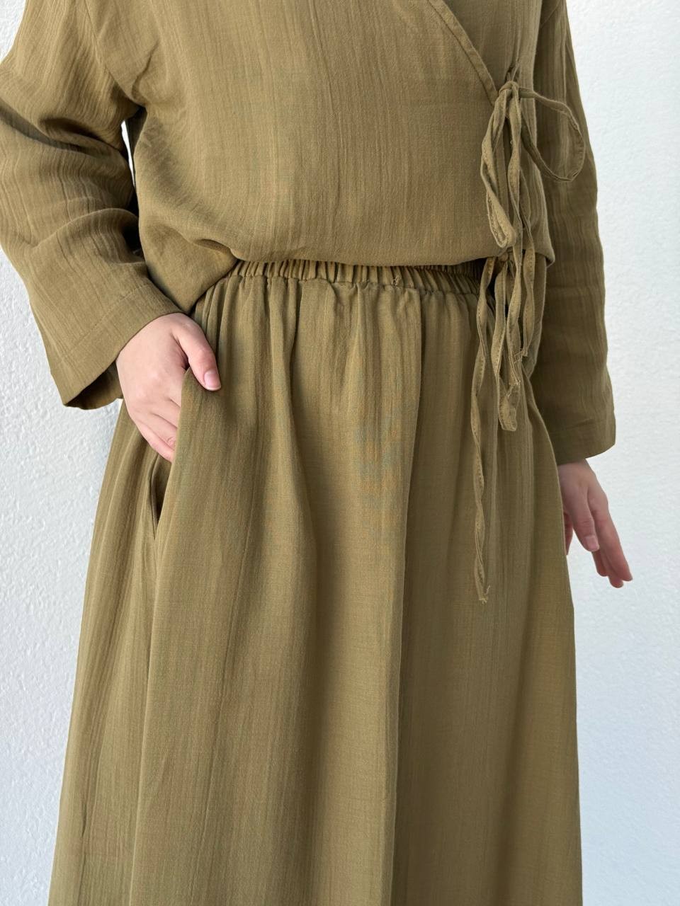Muslin Etekli Takım 8717 - Haki