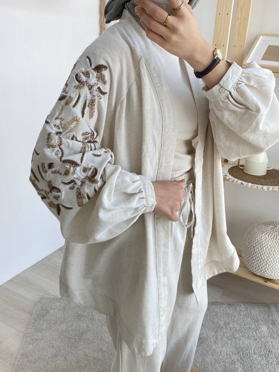 Pullu Keten Kimono